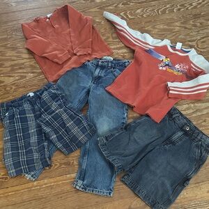 Kids' Clothing Bundle - orange plaid and Blue jeans